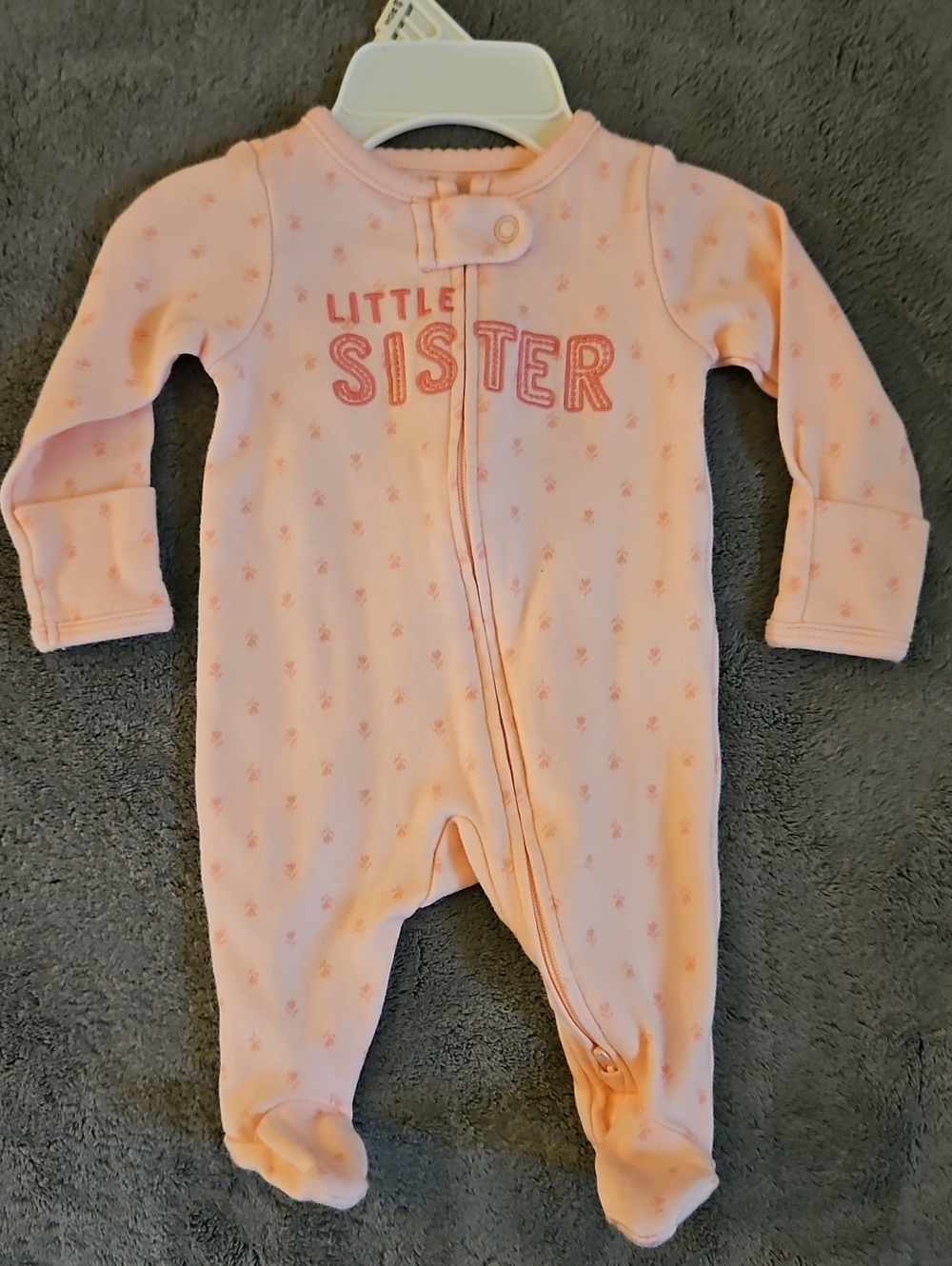 Carter's Pink "Little Sister" Footed One-Piece
